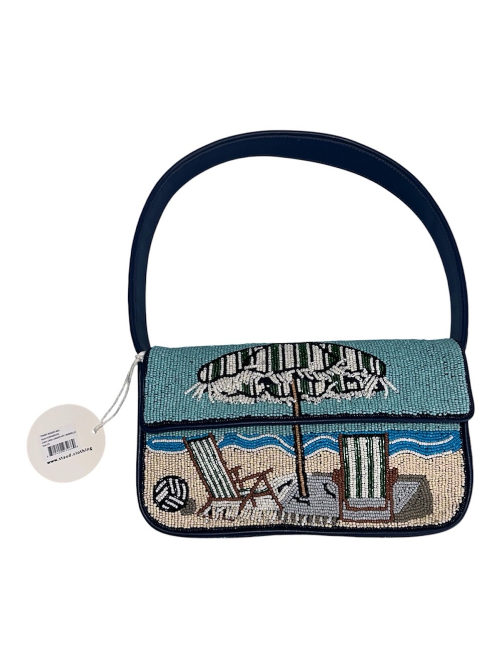 STAUD Tommy Under My Umbrella Beach Lobster Beaded Shoulder Bag NWT MORE PHOTOS - Picture 5 of 8